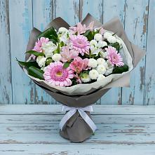 Букет цветов из:  Герберы, Альстромерии и Хризантемы в Поселке совхоза Марфино