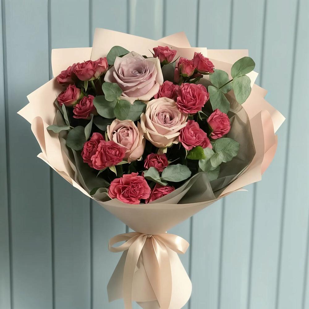 Букет цветов из: Гвоздики и Розы в Поселке совхоза Марфино