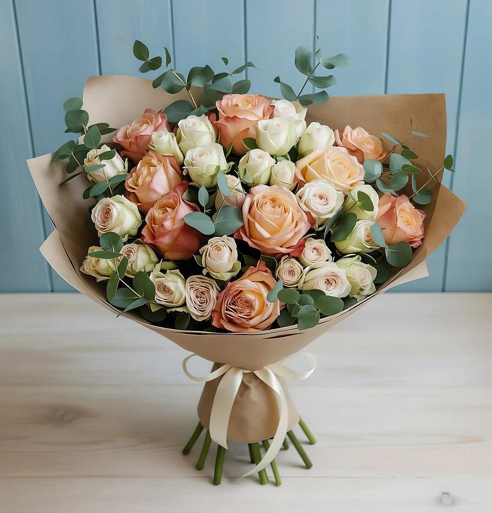 Букет цветов из: Альстромерии и Розы в Поселке совхоза Марфино