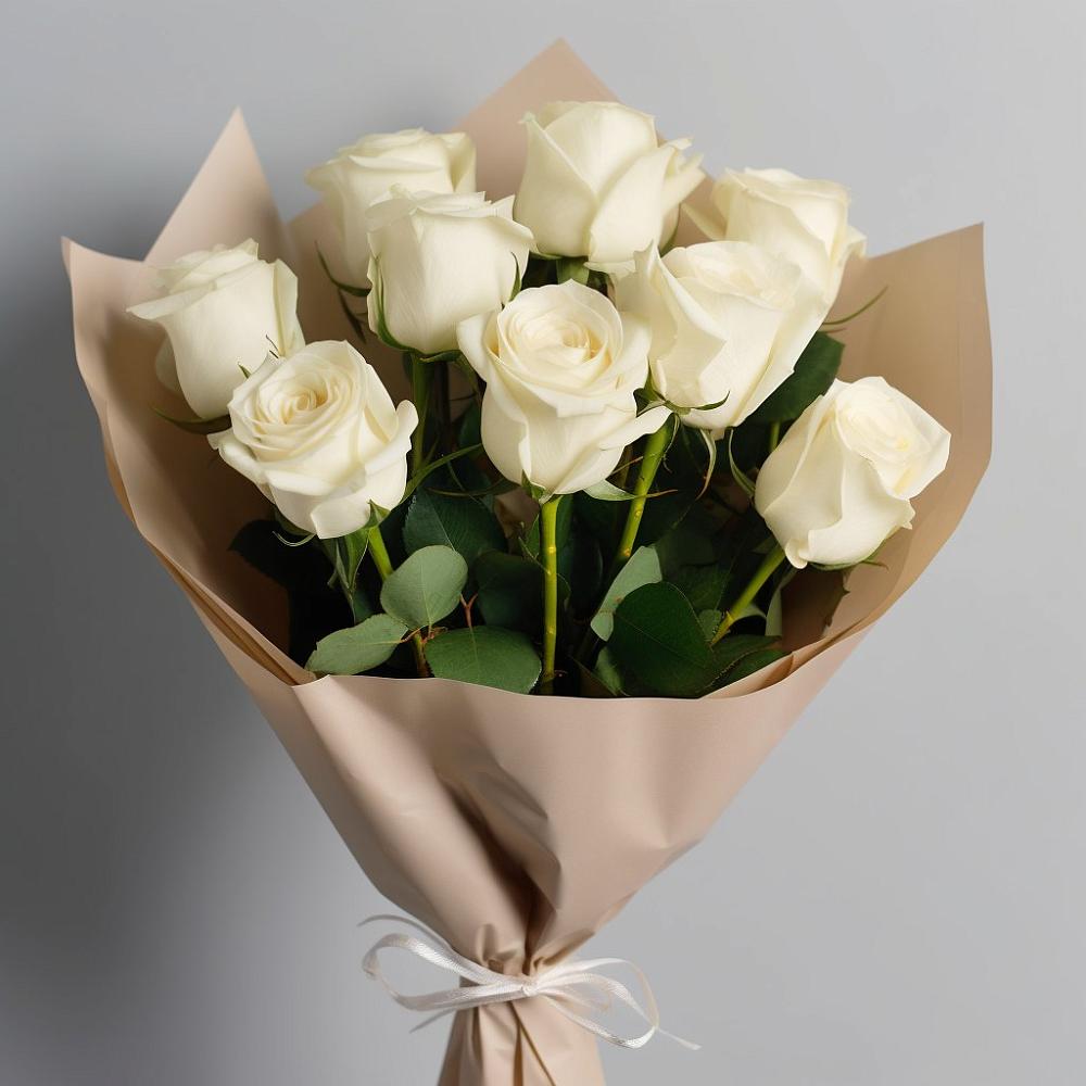 Букет 9 Белых роз Эдлесс Лав в Поселке совхоза Марфино