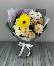 Букет цветов из:  Розы, Герберы и Хризантемы в Поселке совхоза Марфино