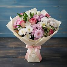 Букет цветов из:  Хризантемы, Альстромерии и Розы в Поселке совхоза Марфино