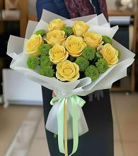 Букет цветов из:  Хризантемы и Розы в Поселке совхоза Марфино