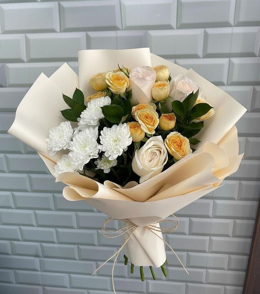 Букет цветов из: Розы и Хризантемы в Поселке совхоза Марфино