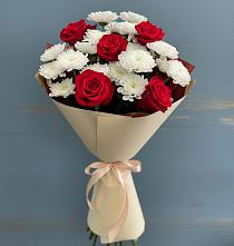 Букет цветов из:  Розы и Хризантемы в Поселке совхоза Марфино