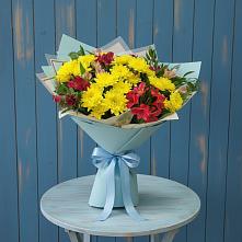Букет цветов из:  Альстромерии и Хризантемы в Поселке совхоза Марфино