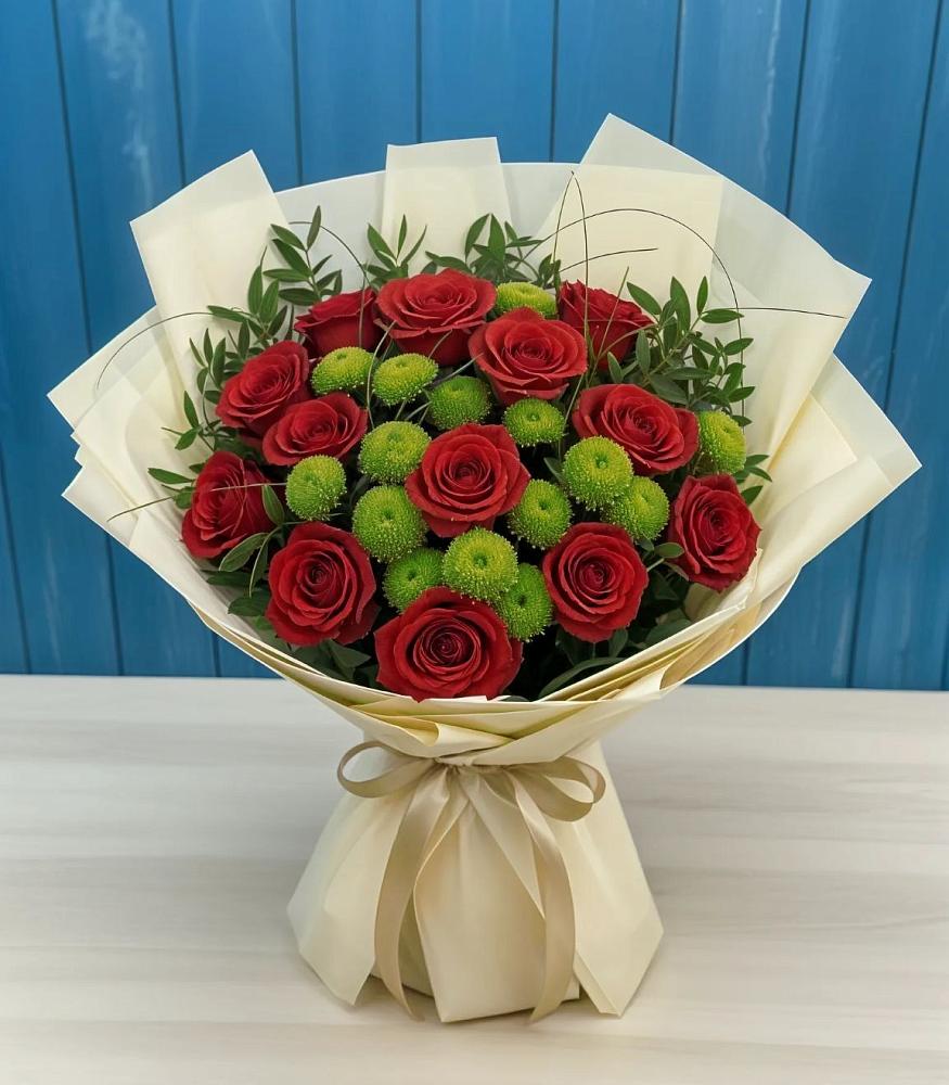 Букет цветов из: Розы и Хризантемы в Поселке совхоза Марфино